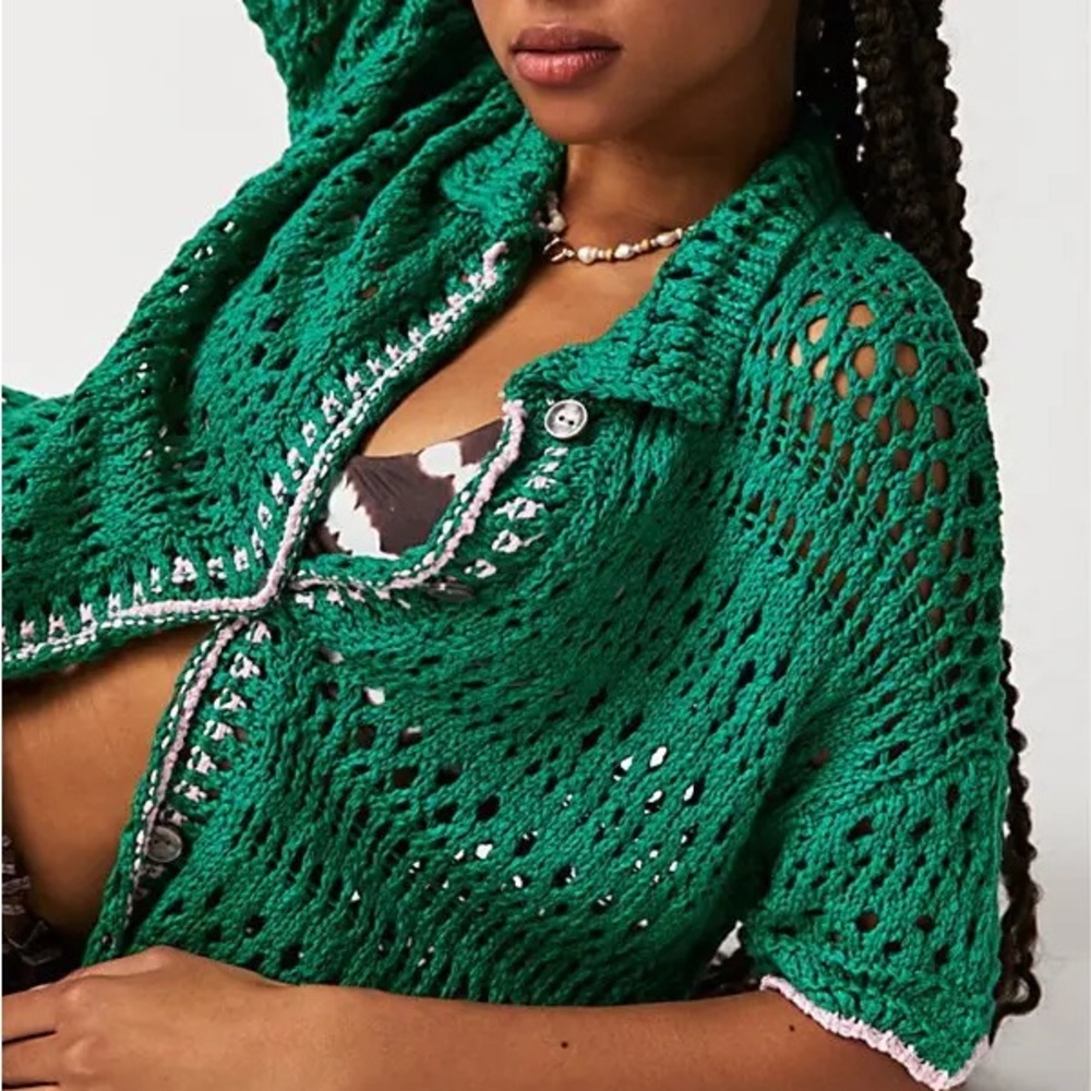 Free People Santa Cruz club shirt in golf green